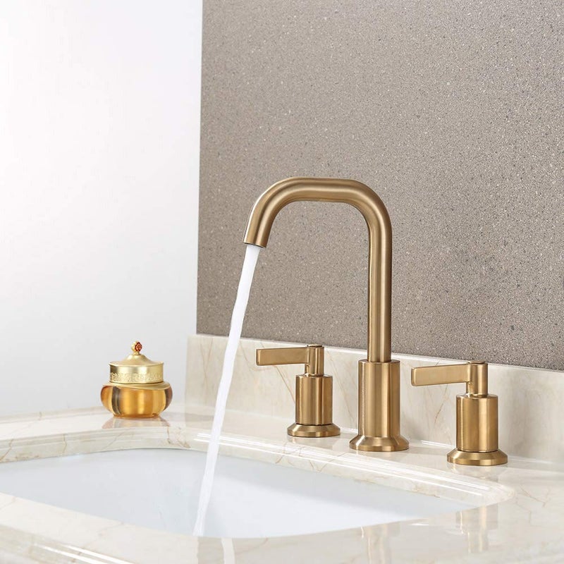 Derengge Two Handle Widespread Bathroom Sink Faucet with Pop up Drain,8 Inch Brushed Gold Lavatory Faucet 3 Hole,LF-3288-CS - Image 3